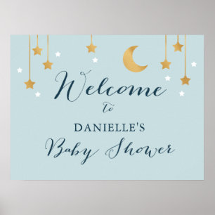 Blue moon and stars, baby shower sign