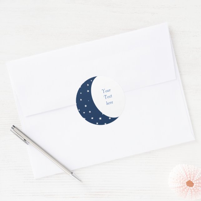 Blue moon and stars customizeable classic round sticker (Envelope)