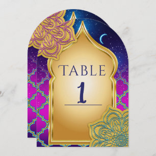 Blue Moon Arabian Nights Glam Gold Table Number