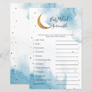 Blue Moon Baby Shower Word Scramble Game