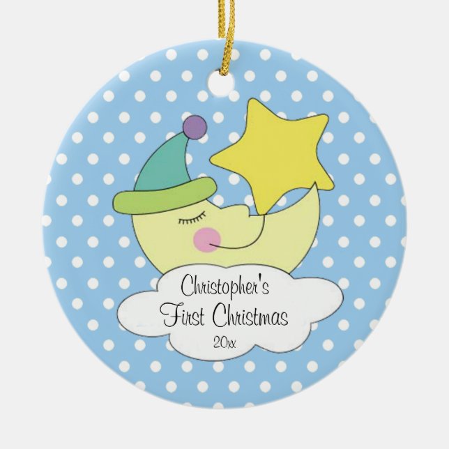 Blue Moon Baby's First Christmas Ornament (Front)