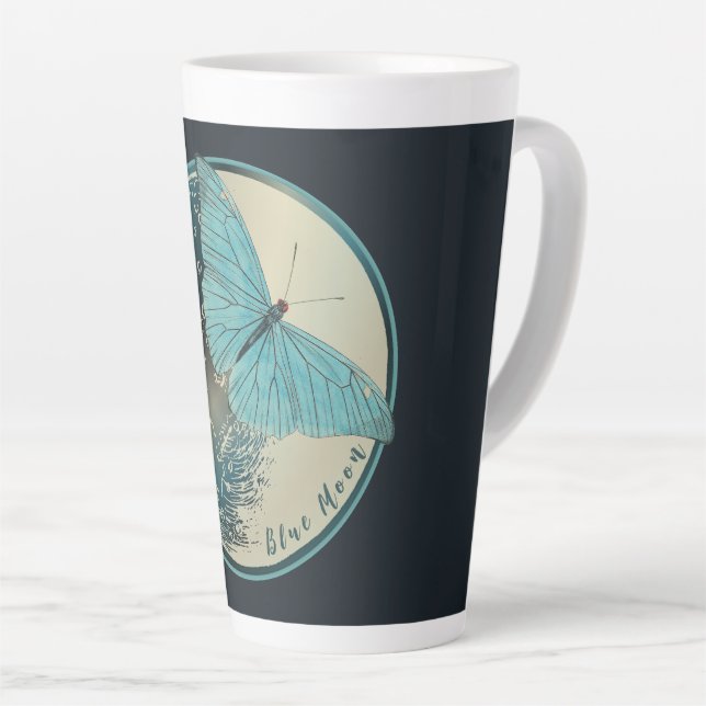 Blue Moon Butterfly Latte Mug (Right Angle)