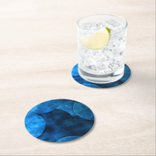 Blue Moon Circles Round Paper Coaster