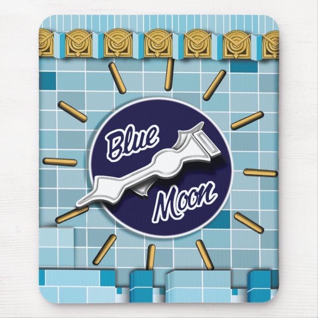 Blue Moon Clock Tower Mouse Mat (Front)
