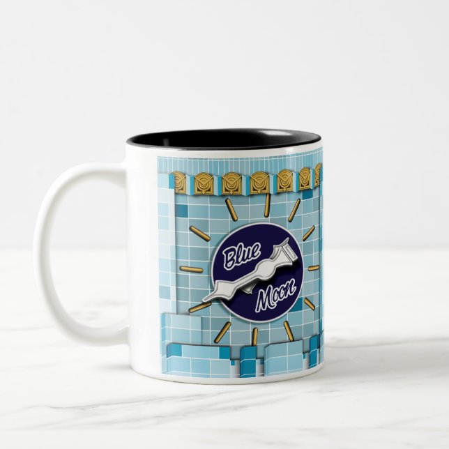 Blue Moon Clock Tower Two-Tone Coffee Mug (Left)