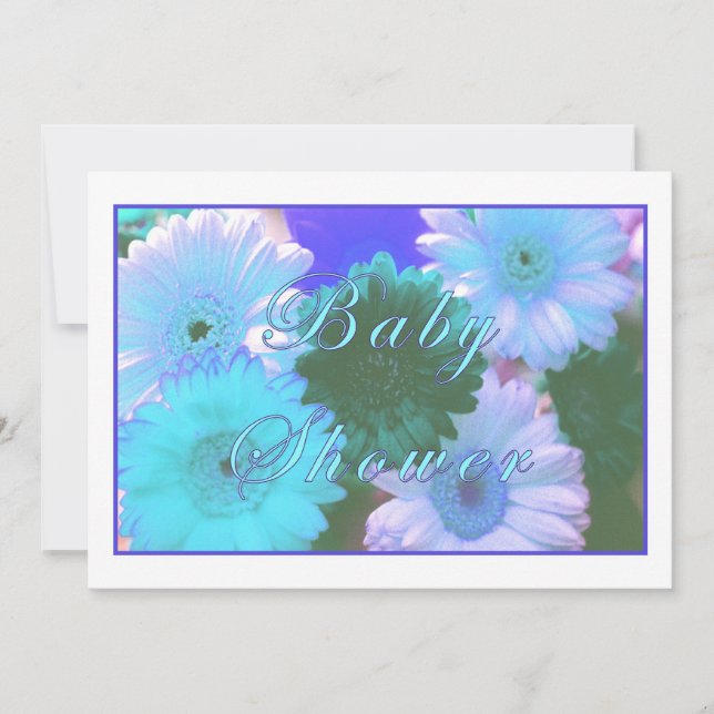 Blue Moon Daisy Baby Shower Invitation (Front)