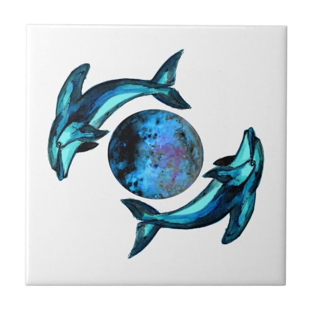 Blue Moon Dolphins Tile (Front)