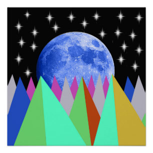 Blue Moon Glossy Poster