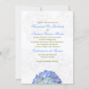 Blue Moon Hydrangea Wedding Invitation