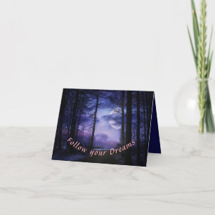 Blue Moon Inspiration Pink Follow your Dreams Holiday Card