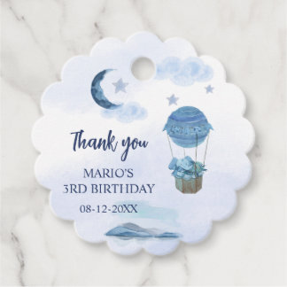 Blue moon little elephant birthday boy  favour tags