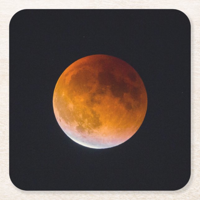 Blue Moon Lunar Eclipse | Washington State Square Paper Coaster (Front)