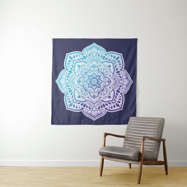 Blue Moon Mandala Tapestry (In Situ)