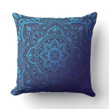 Blue Moon Mandala Throw Pillow