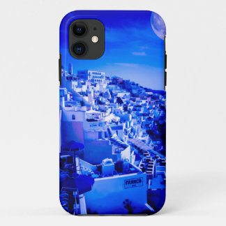 Blue Moon Over Fira Santorini iPhone 11 Case