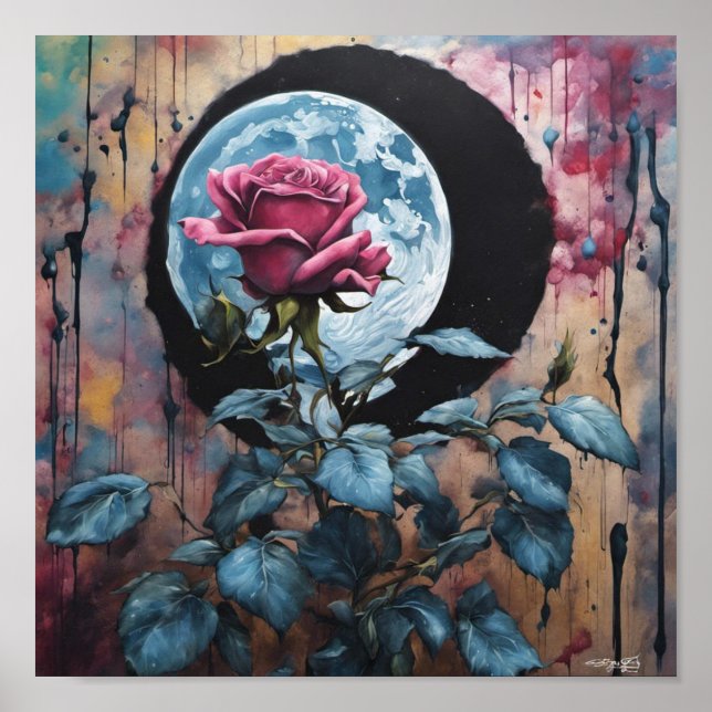 Blue Moon Pink Rose Poster (Front)