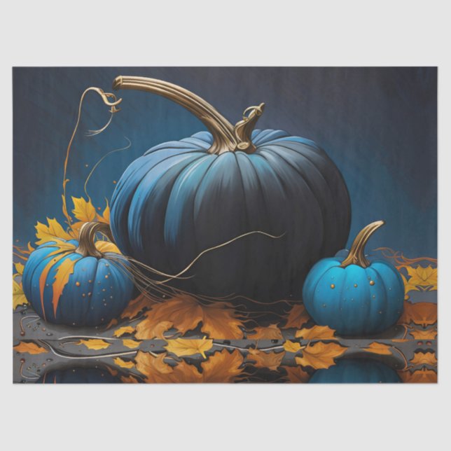  Blue Moon Pumpkins and Autumn Leaves Tissue Paper (Front)