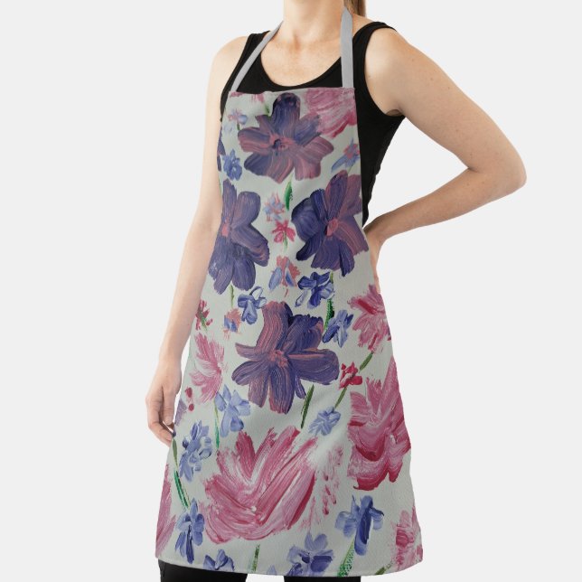 Blue Moon Rose Floral Apron (Insitu)