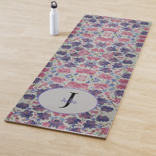 Blue Moon Rose Floral Monogram Yoga Mat