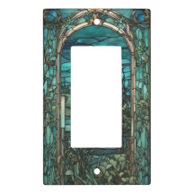 Blue Moon Stained Glass Single Rocker Light Switch