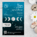 Blue moon star Yoga instructor studio classes Flyer<br><div class="desc">Modern navy blue watercolor gradient ombre with full moons and crescent stars,  geometric shapes and yoga pose silhouette Yoga instructor studio teacher classes flyer for promo and price list. Add your,  logo,  social media ,  address and time schedule.</div>