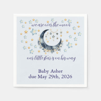 Blue Moon Stars Boy Baby Shower Napkin