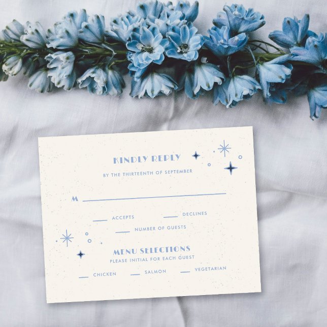 Blue Moon & Stars Celestial Wedding RSVP Card (Creator Uploaded)