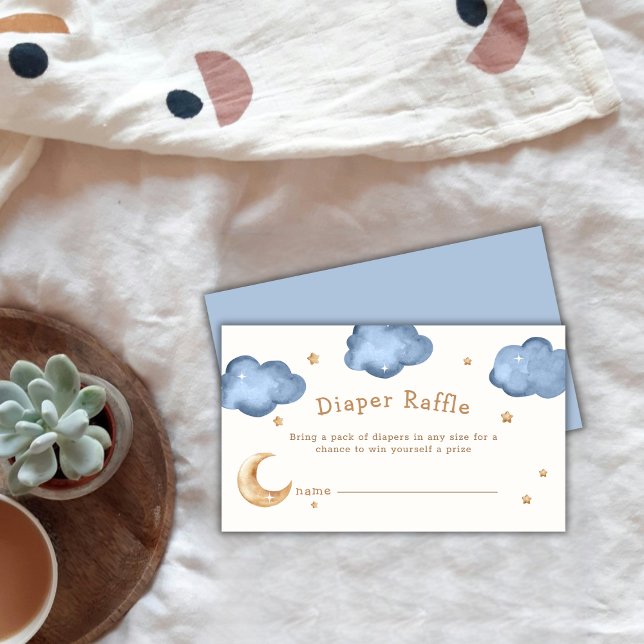 Blue Moon Stars Twinkle Diaper Raffle Baby Shower  Enclosure Card (Blue Moon Stars Twinkle Diaper Raffle Baby Shower Enclosure Card)