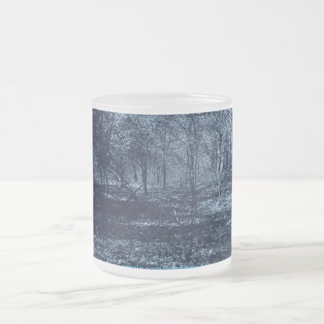 blue moon woods frosted glass coffee mug (Center)