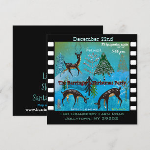 Blue Moonlight Deerfest Christmas Party Invitation