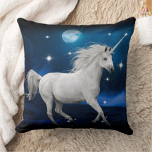 Blue Moonlight Design Unicorn Pillow