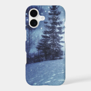 Blue Moonlit Magical Forest Winter Scene