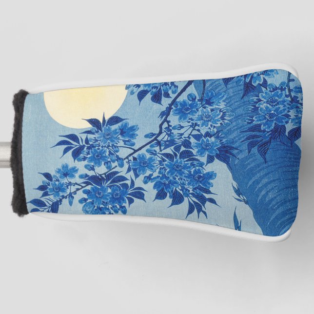 Blue Moonlit Tree: Japanese Cherry Blossom Night Golf Head Cover (Front)