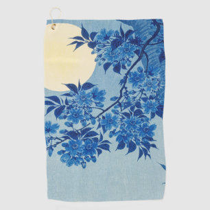 Blue Moonlit Tree: Japanese Cherry Blossom Night Golf Towel