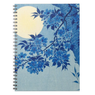 Blue Moonlit Tree: Japanese Cherry Blossom Night Notebook