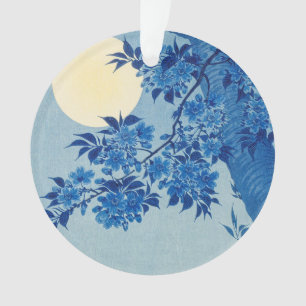 Blue Moonlit Tree: Japanese Cherry Blossom Night Ornament