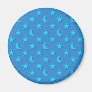 Blue moons and stars pattern magnet