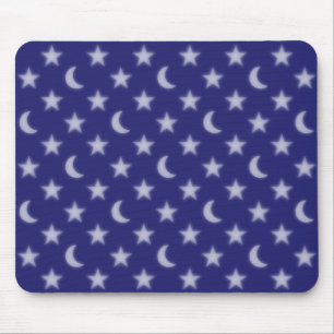 Blue moons and stars pattern mouse mat