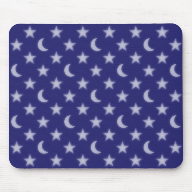 Blue moons and stars pattern mouse mat (Front)