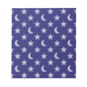 Blue moons and stars pattern notepad