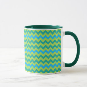 Blue Moons Chevron Pattern Green Blue Mug