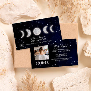 Blue moons star Yoga instructor studio teacher Business Card