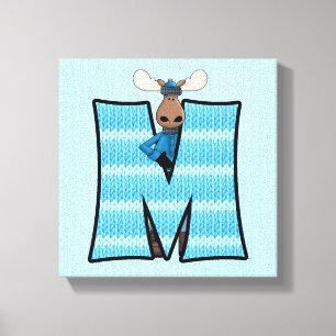 Blue Moose Monogram BIG Letter M Canvas Print