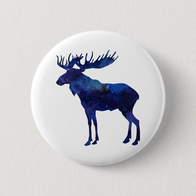 Blue Moose Silhouette 6 Cm Round Badge (Front)