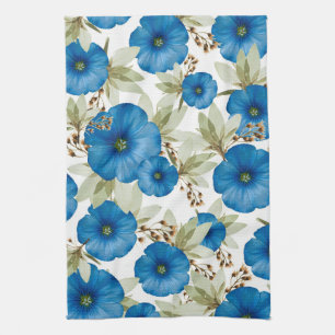 Blue Morning Glories Kitchen Towels
