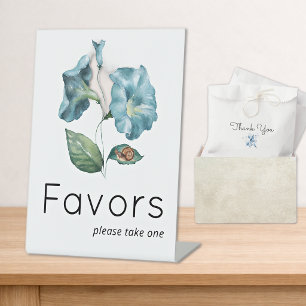 Blue Morning Glory Baby Shower Favours Pedestal Sign