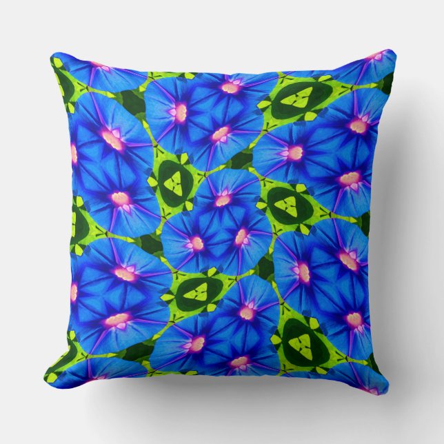 Blue Morning Glory Cushion (Front)