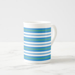 Blue Morning Glory Deckchair Stripe Bone China Mug