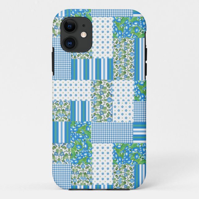 Blue Morning Glory Faux Patchwork iPhone 5/5s Case (Back)
