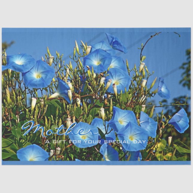 Blue Morning Glory-Personalised Tissue Paper (Front)
